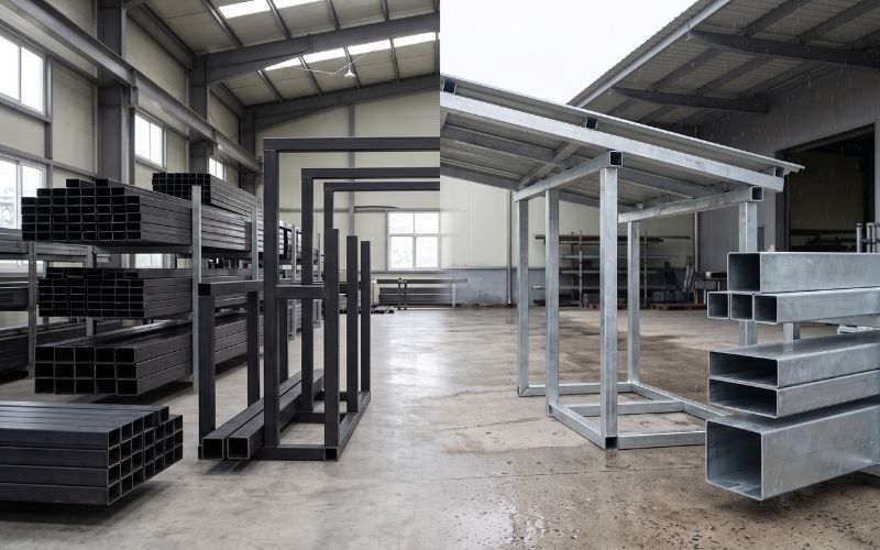 Thép hộp đen trong nhà và thép hộp mạ kẽm ngoài trời