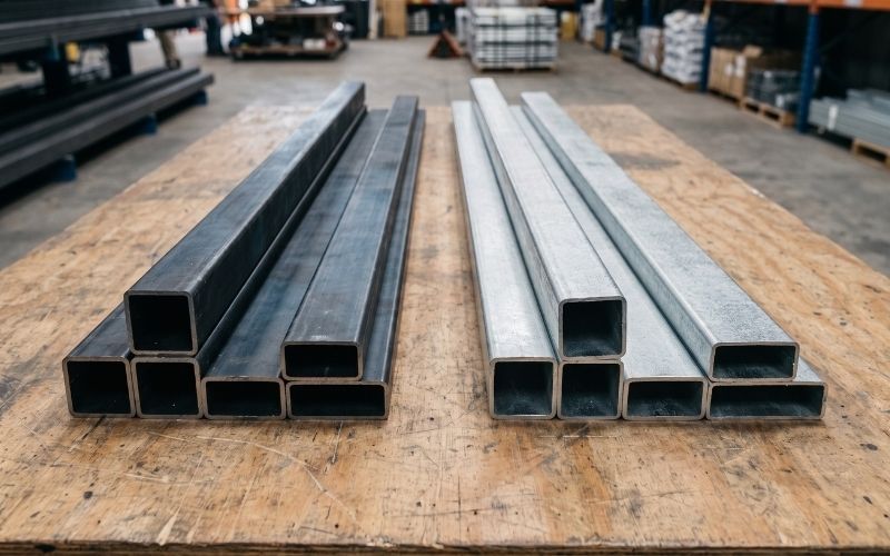 So sánh bề mặt thép hộp đen và thép hộp mạ kẽm